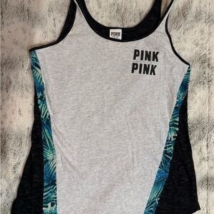 PINK Victoria's Secret Gray and Blue Sleeveless Tank Top